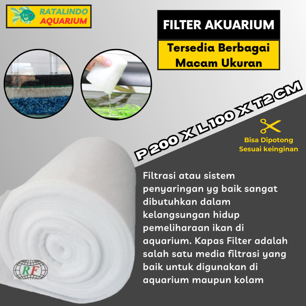 kapas filter aquarium kolam dakron 200x100cm peredam box Speaker / kapas saringan media filter akuarium