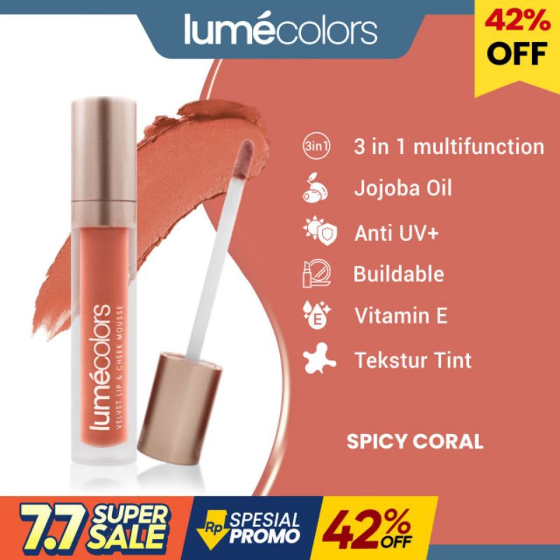 Lumecolors Lip &amp; Cheek Mousse Lipmousse Lipstik 3in1 Bisa untuk eyeshadow &amp; blush on