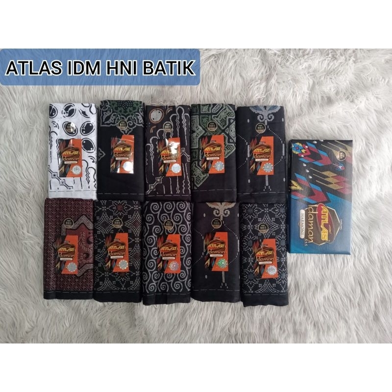 Sarung Atlas Harmoni Batik HNI Liris Kentang Polos Hitam Seragaman motif Kembang Doby Dobby polos hi