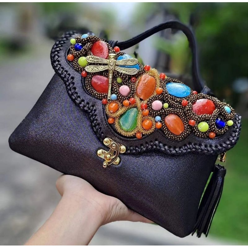 Tas Kulit Asli-Tas Pesta Kulit Asli Domba Polos & Croco-Tas Pesta Batu