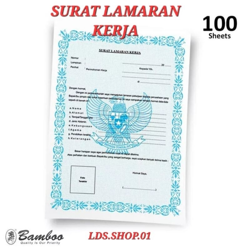 

Surat Lamaran Kerja Merk Bamboo (1Pak isi 100pcs PAS)