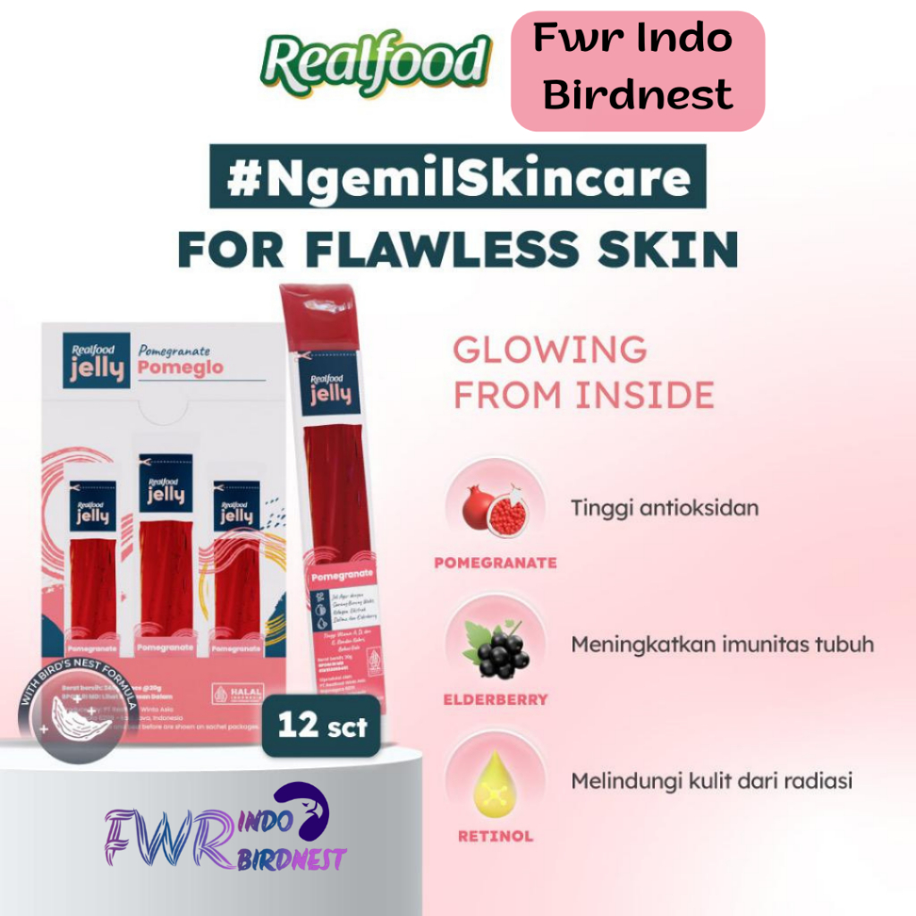 

Realfood Flawless Jelly dengan Sarang Burung Walet, Kolagen isi 12