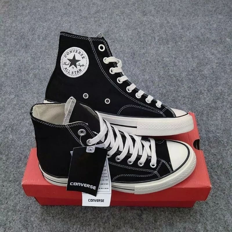 Sepatu Converse black white Egret Grade ori Gloosy mengkilap