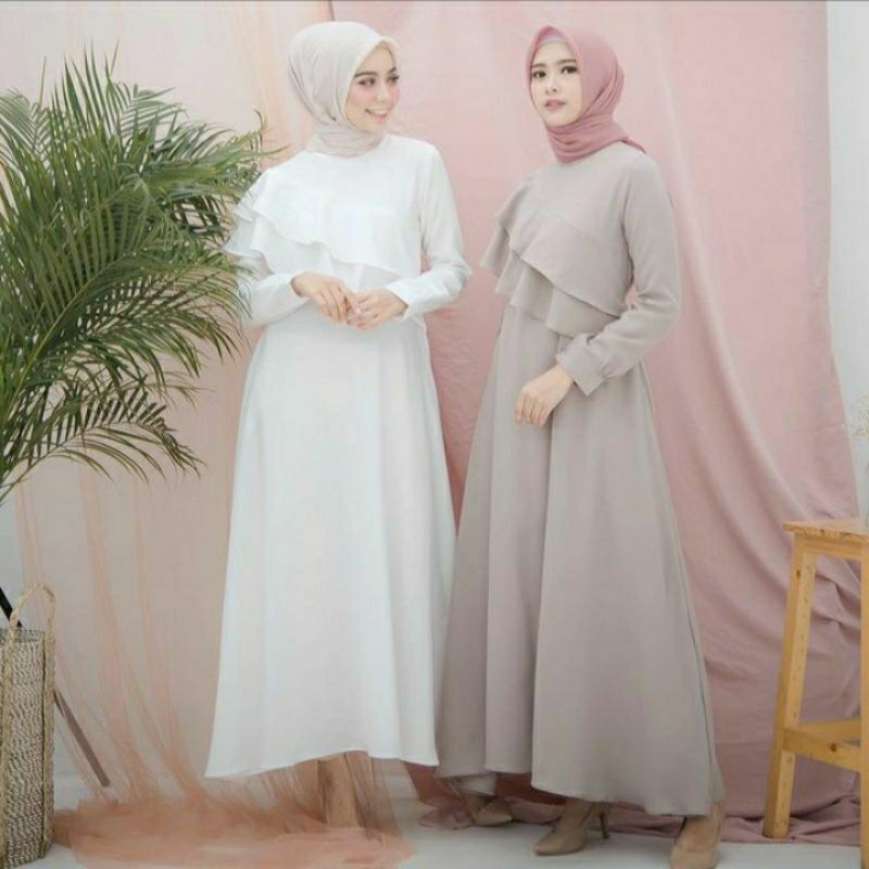 gamis putih/ dress lebaran/ Nessa Dress by comfortable hijab size s preloved