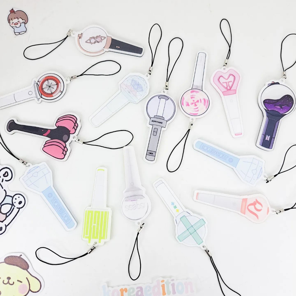 Gantungan Kunci Akrilik HP Keychain Handphone Lightstick Kpop Series aespa Black pink NCT