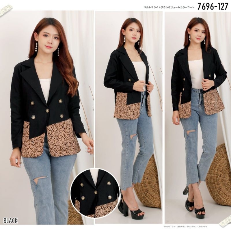 BISA COD BLAZER KOMBINASI LEOPARD ROSEE FASHION/BLAZER BANGKOK IMPORT/BLAZER PREMIUM LEOPARD/BLAZER 