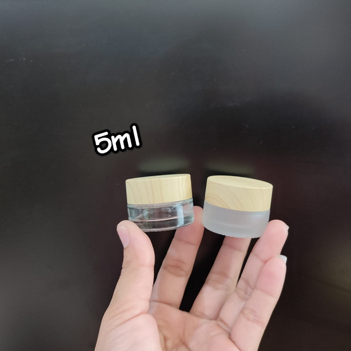 Botol Kosmetik 5ml Jar Kaca Bening 5gr Pot Cream Pot Krim Tutup Hitam/Putih Botol Serum Botol Safron