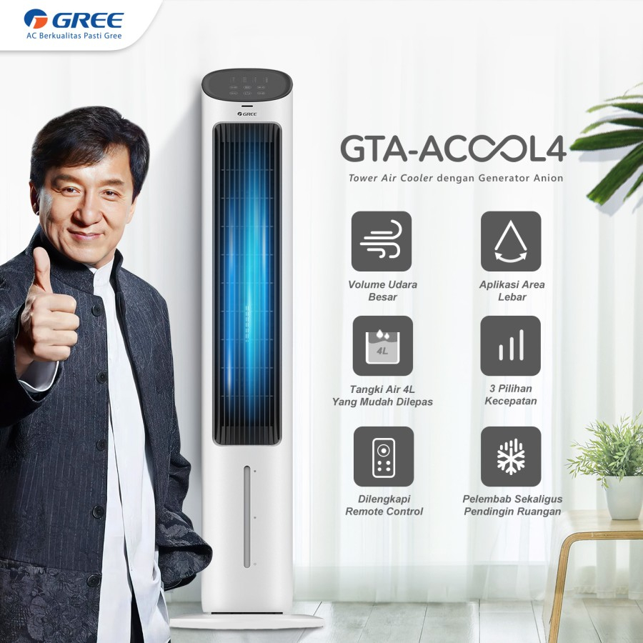 GREE GTA-ACOOL4 / FTA-ACOOL4 Air Cooler Tower Fan 4 Liter (Pendingin Ruangan)