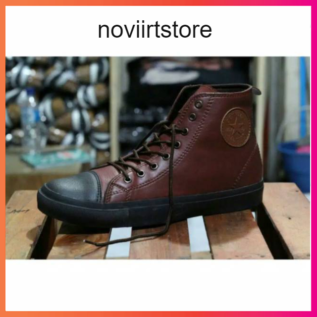 PROMO Sepatu semi kulit boots converse all star hitam coklat