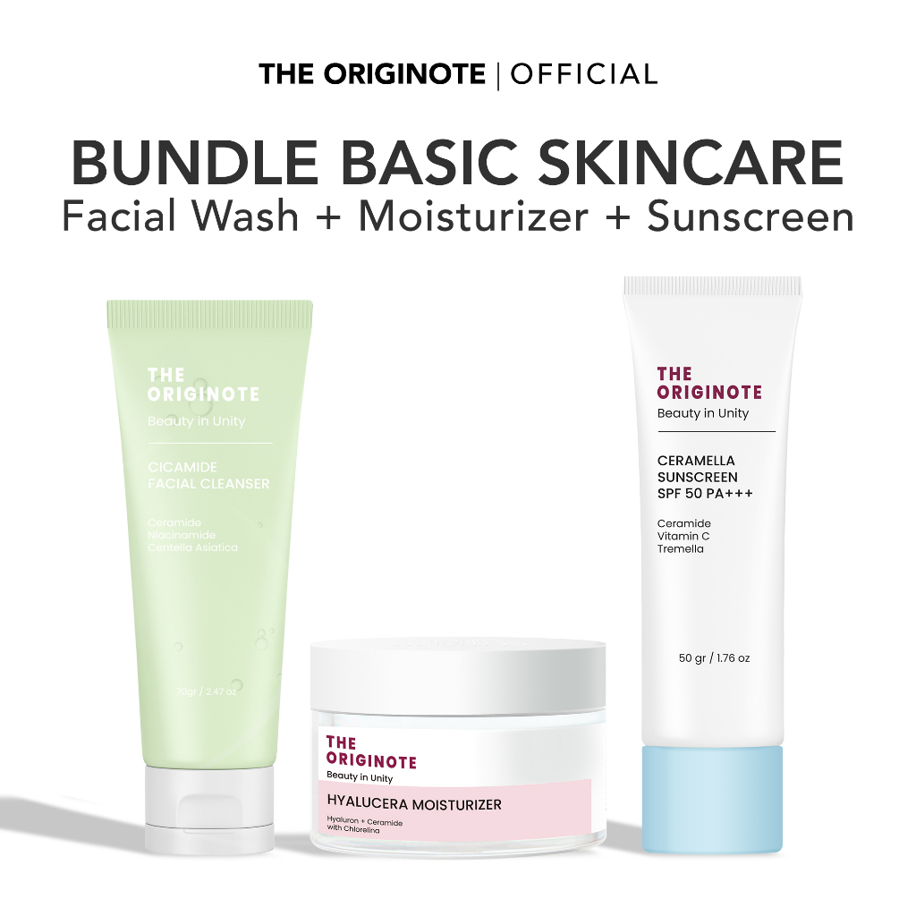 The Originote Bundle Basic Skincare - Facial Wash + Moisturizer + Sunscreen