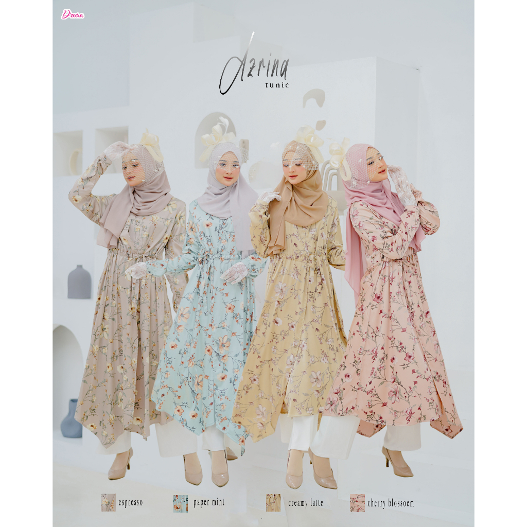 DZEERA - AZRINA TUNIK / tunik motif bunga allure silk premium