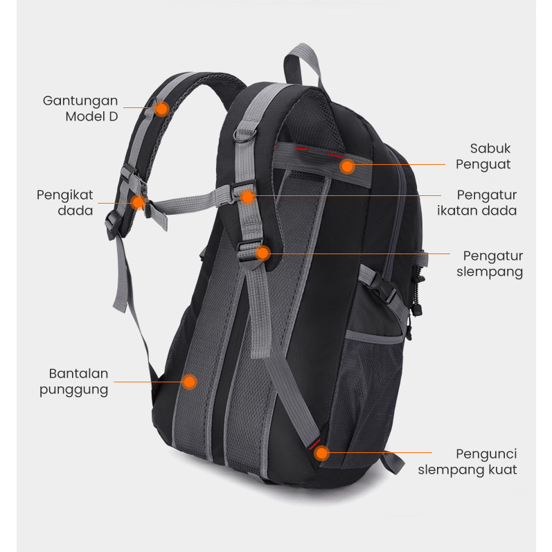 Bopai 40L Tas Ransel Pria Backpack Cowok Sekolah Tas Sekolah Anak Laki Laki Tas Gendong Laptop Anti Air Tas Gunung Hiking Camping Traveling Bag Unisex TR109