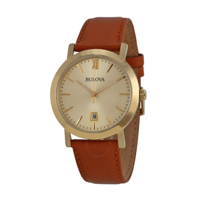 Bulova 97B135 - Jam Tangan Pria - Brown Gold - Original - Garansi Resmi