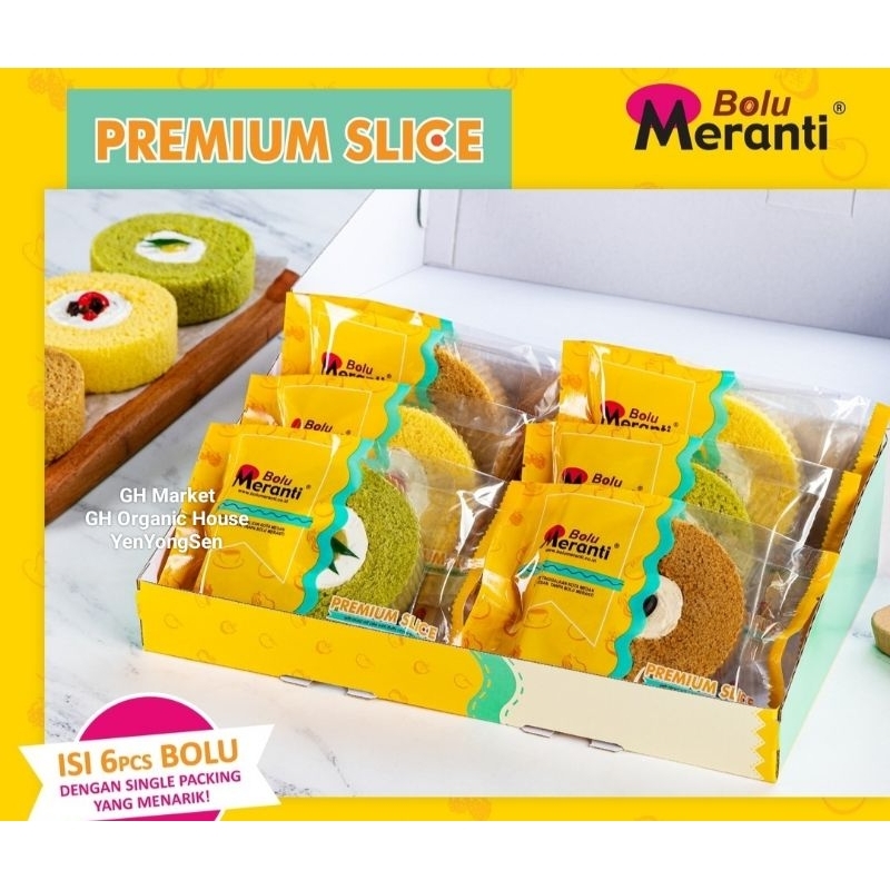 

Bolu Meranti Premium Slice 3 Varian Rasa Paket Gift Box isi 6 pcs Kue