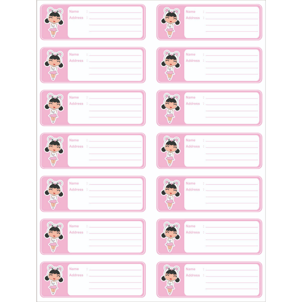 

Sticker label nama anak girl pink