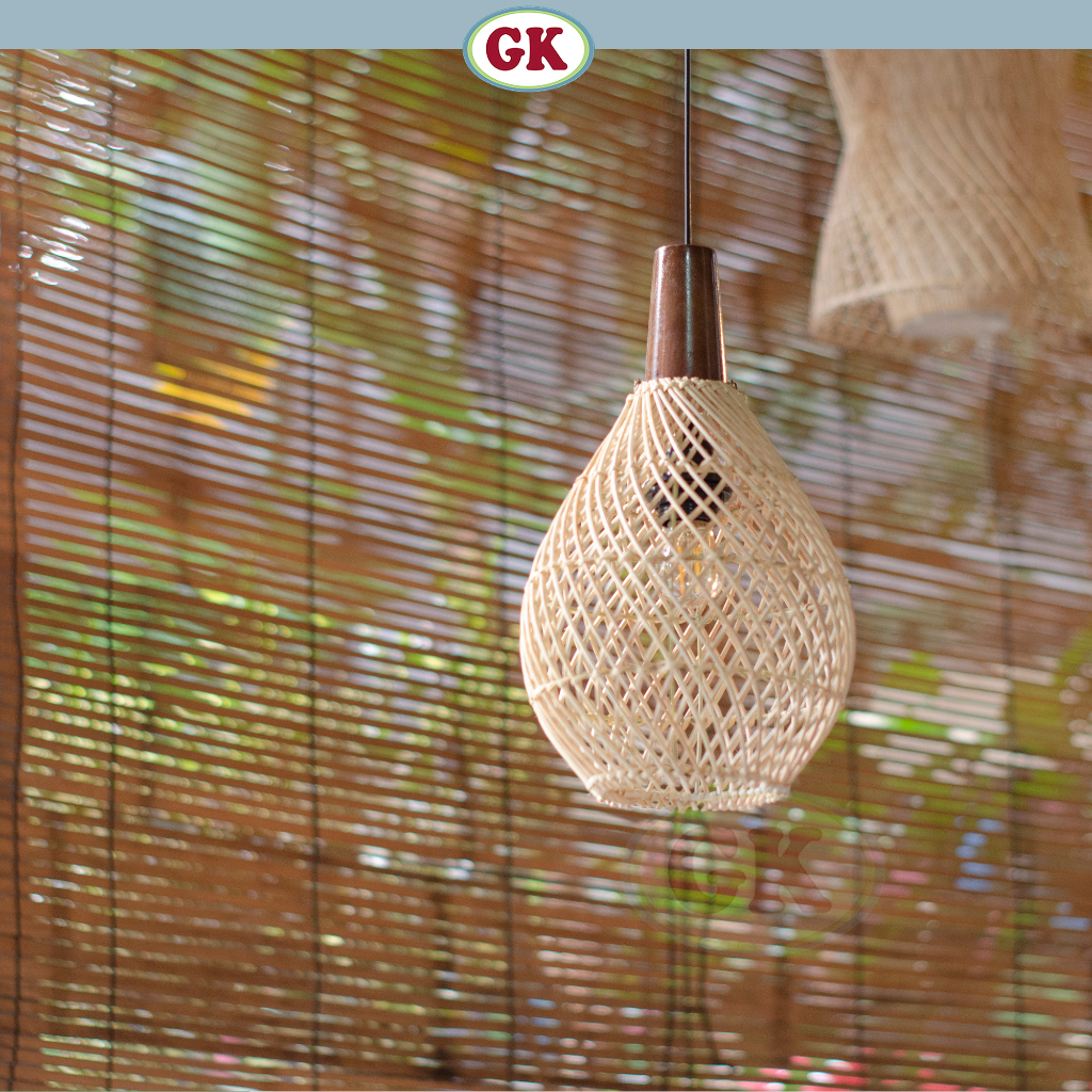 Kap Lampu Gantung Rotan KUBAH 07 - Minimalis Dekorasi Lampu Kayu Gantung