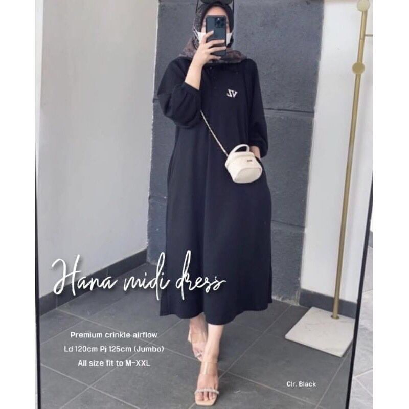 Midi dress Ld 120 Hana Dress Dress Midi crinkle Dress Tunik Midi dress jumbo ld 120 Midi Dress Korea Midi Dress wanita Midi dres Jumbo dress jumbo