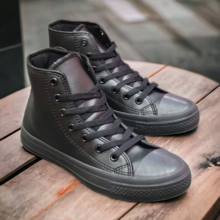 SEPATU CONVERSE BOT KULIT FULL BLACK PREMIUM HIGH BNIB