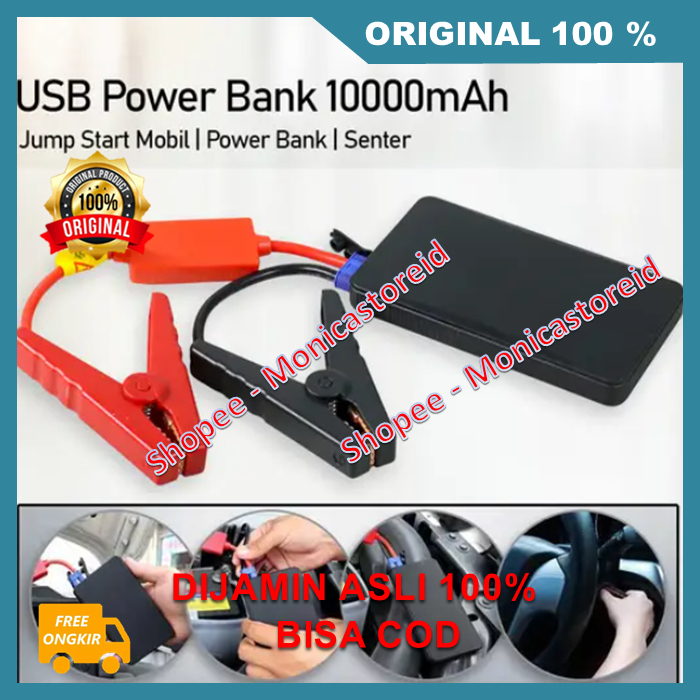 Jumper Aki Mini Portable  Mobil dan Motor Power Bank dengan Senter Led VRtec 100% ORIGINAL