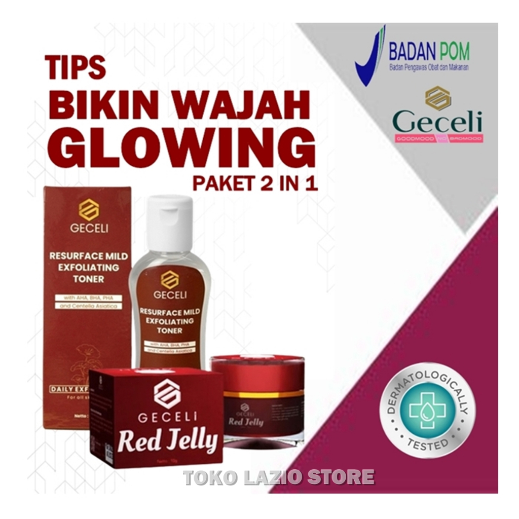 PAKET 2 IN 1 TONER DAN RED JELLY - PAKET 2 IN 1 RED JELLY DAN TONER GECELI - Toner Glowing Paling Am