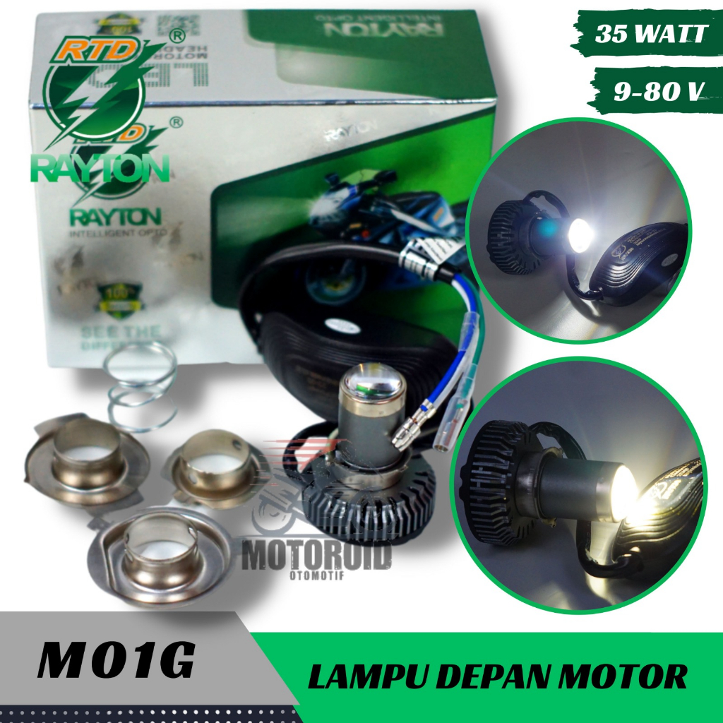 Lampu Led Motor 2 Warna Putih Kuning RTD M01G UNIVERSAL Projector H6 H4