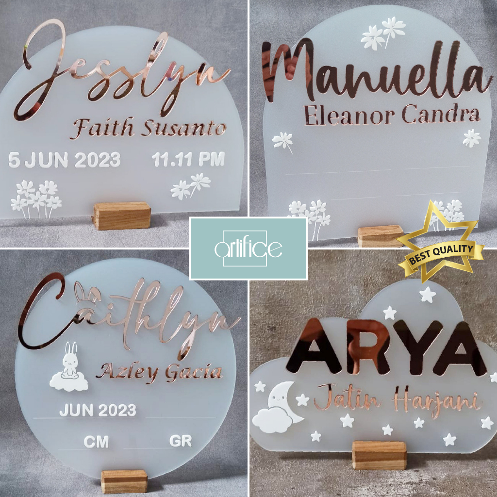 Artifice.id | Papan Nama Bayi | Custom Nama Akrilik | New Born Board Acrylic | Hospital Baby Board E