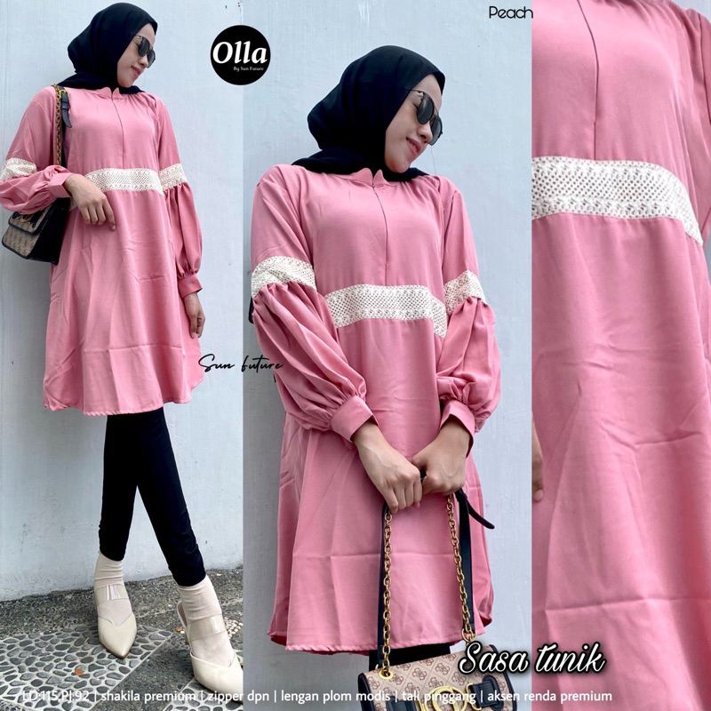 Olla atasan wanita sasa tunik | shakila LD 115 zipper depan