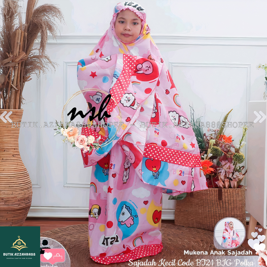 RJ5 BUTIK.AZZAHRA88 MUKENA ANAK KARAKTER BT21