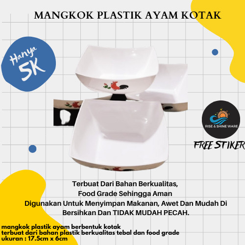 Mangkok Plastik Ayam Bentuk Kotak HIGH QUALITY