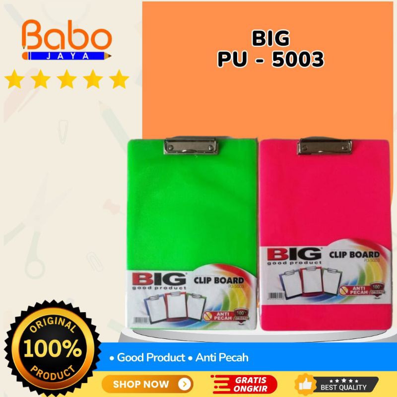 

BABO JAYA Clipboard Papan Dada , Papan Ujian BIG PU-5003 . Papan Jalan Colorfull Bahan Plastik Yang Tidak Mudah Patah