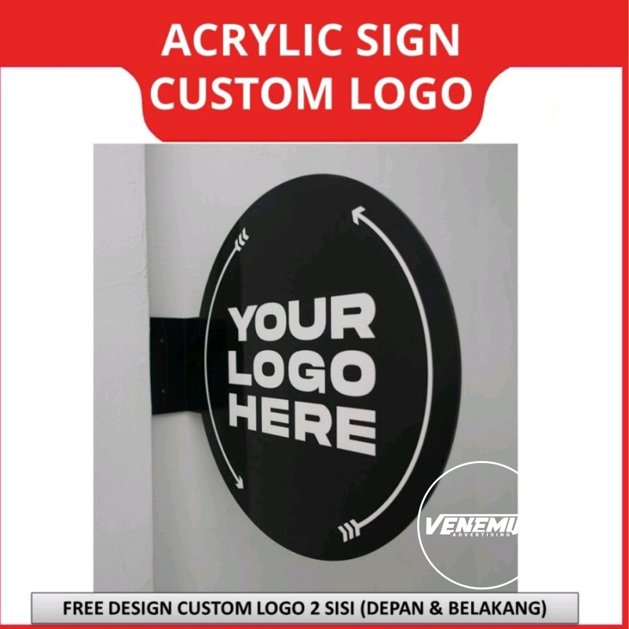Papan Logo Nama Toko Akrilik 2 Sisi Acrylic