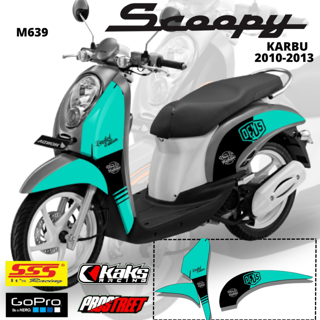 Lis Stiker Striping Honda Scoopy Karbu M639 Tahun 2010 2011 2012 2013 Pelindung List Sticker Aksesor