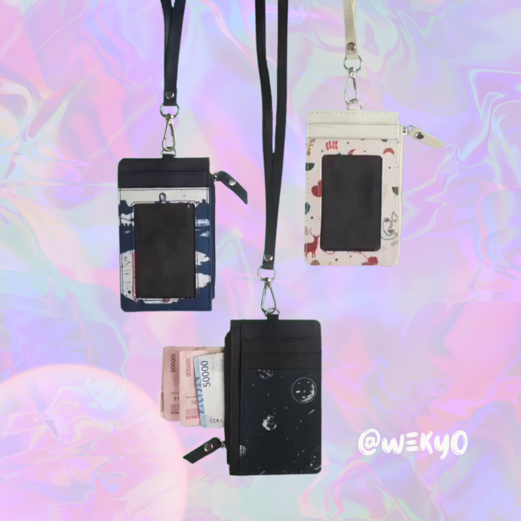 

[READY STOCK] ID Card Holder Name Tag Lanyard Dompet Kartu Kalung Gantung Leher Wanita Pria (Motif Joy, Wind, Univers)
