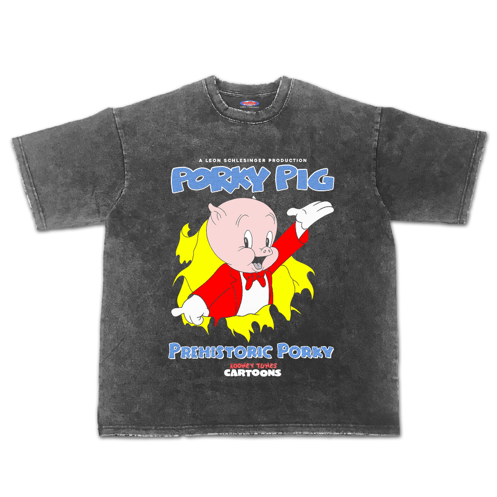 Kaos Porky Pig Disney Oversize Stone Wash