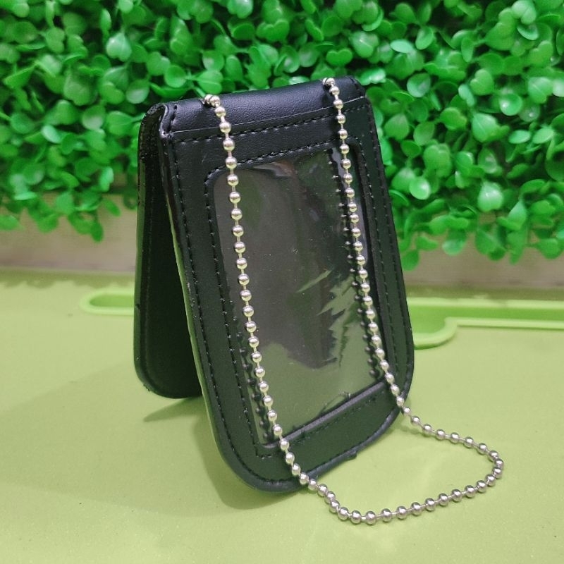 

LYD0001-01 ID Card/KTA Name Tag Kulit Sintetis Hitam, kalung rantai