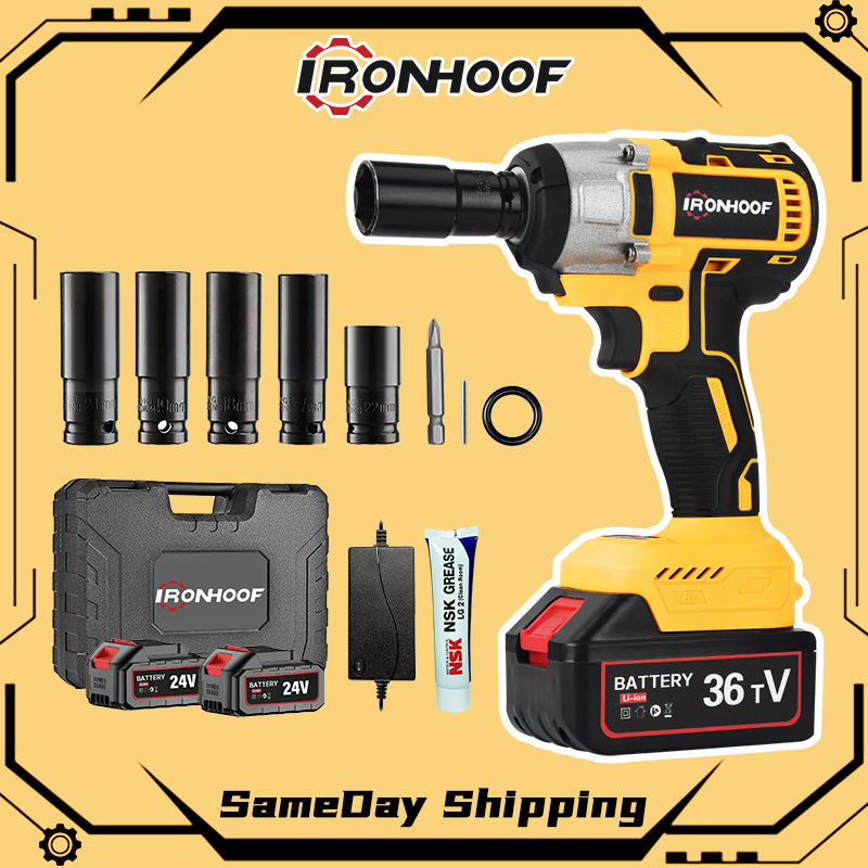 IRONHOOF Impact Baterai Impact Wrench Mesin Bor Cordless Pembuka Baut Baterai Electric Impact Wrench