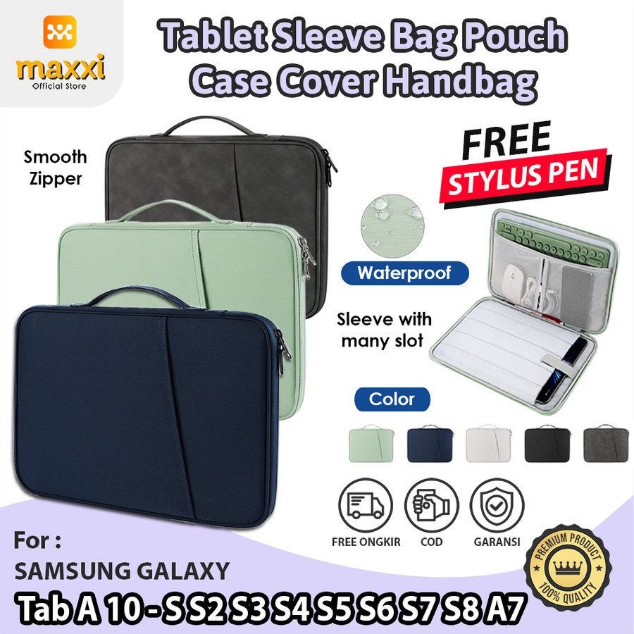 Samsung Tab A 10 S S2 S3 S4 S5e S6 S7 S8 A7 Lite Soft Sleeve Tas Pouch Bag Cover Clutch Handle Sarun