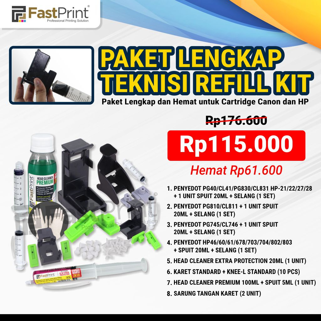 Paket Tool Set Teknisi Printer Refill Kit Canon HP