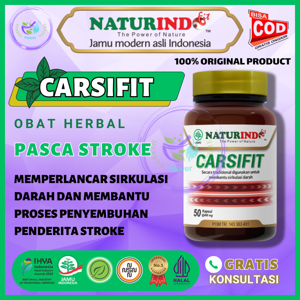 Herbal CARSIFIT NATURINDO Obat Stroke Tremor Penyumbatan Darah Otak Setruk Strok