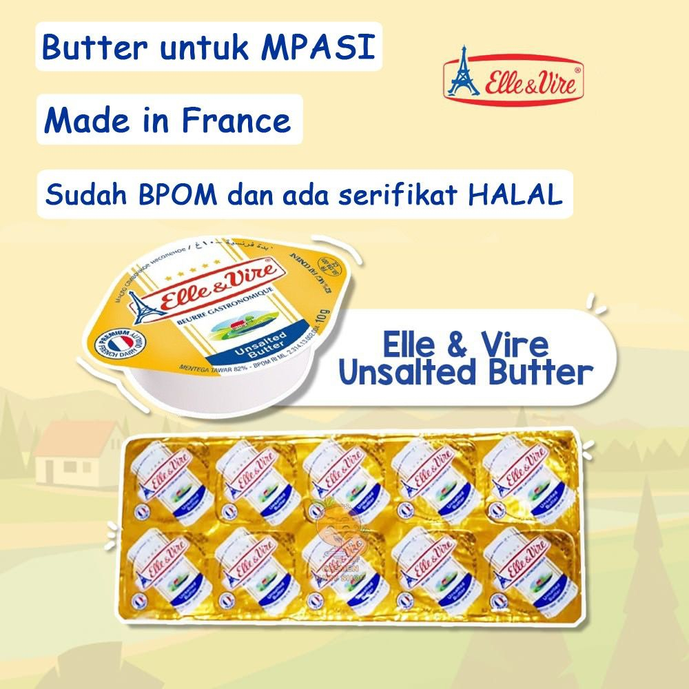 

DA Anchor / Elle & Vire Unsalted Butter 10 Mini Cups 7gram - Free Food Container