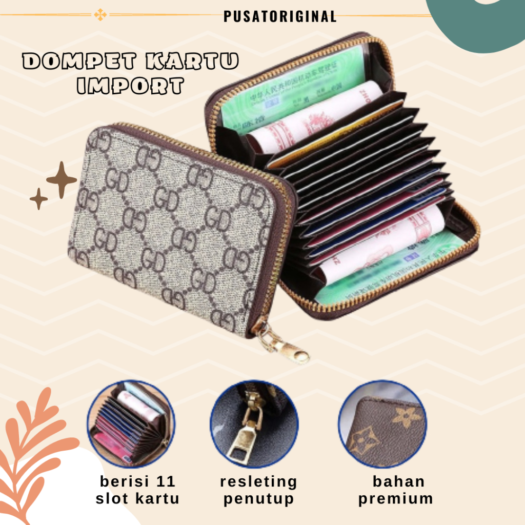 DOMPET KARTU KULIT IMPORT RESLETING BESI TEMPAT KARTU FASHION 10 SLOT
