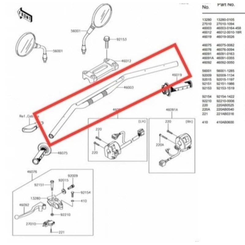 setang stang setir KLX 250 klx250 silver original