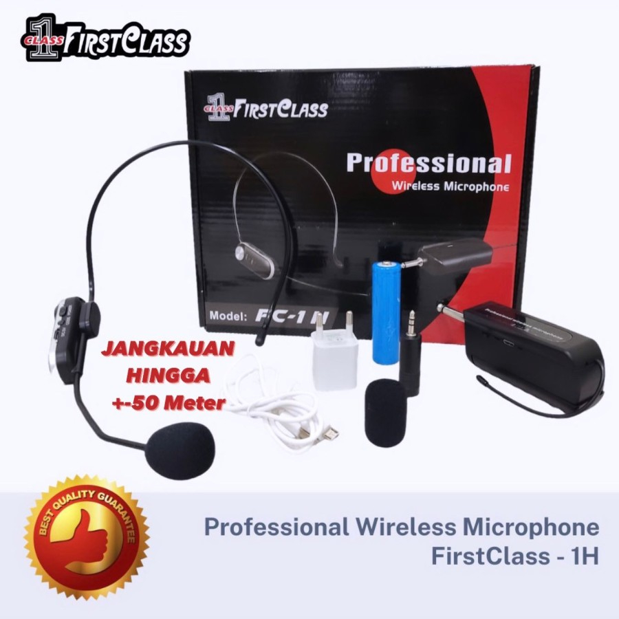 MIC WIRELESS CLIP ON FIRSTCLASS 1H FREQUENSI UHF ORI 100% mik bando