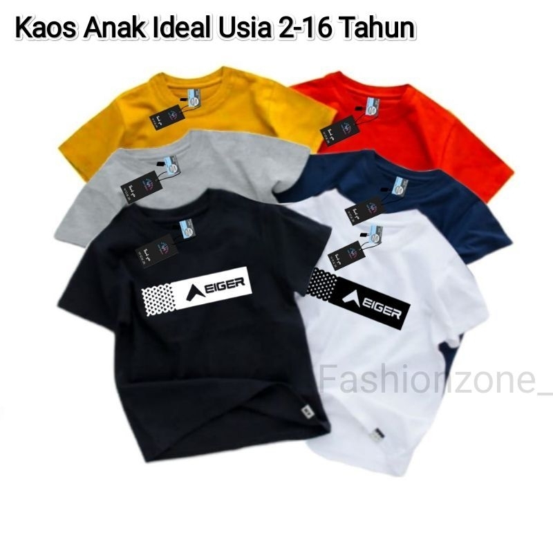 Kaos Anak E1ger Unisex Ideal Usia 2-16 Tahun Baju Kaos Oblong Anak Anak Unisex Cewek Cowok