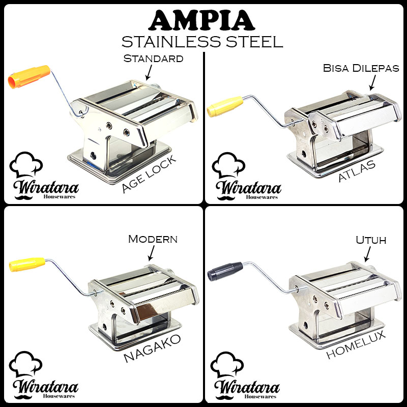 Nagako Homelux Ampia Mesin Pembuat Mie Stainless Steel 304, Silver, 15x15x25 cm
