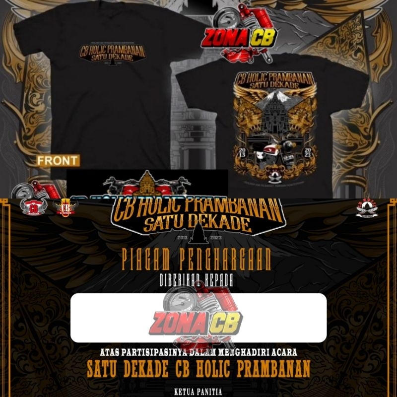 kaos acara cb holic prambanan 1 dekade original cb diy 2023 police army iconic / piagam acara / jers