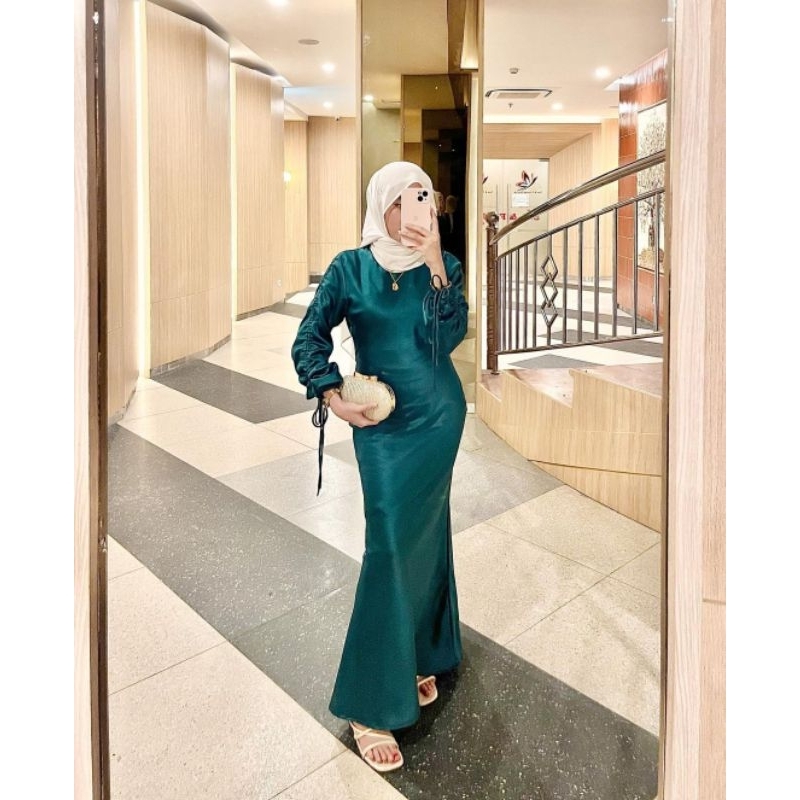 Zeta Dress Silk - Dress silk serut custom kondangan gamis pesta bridesmaid seragam couple murah