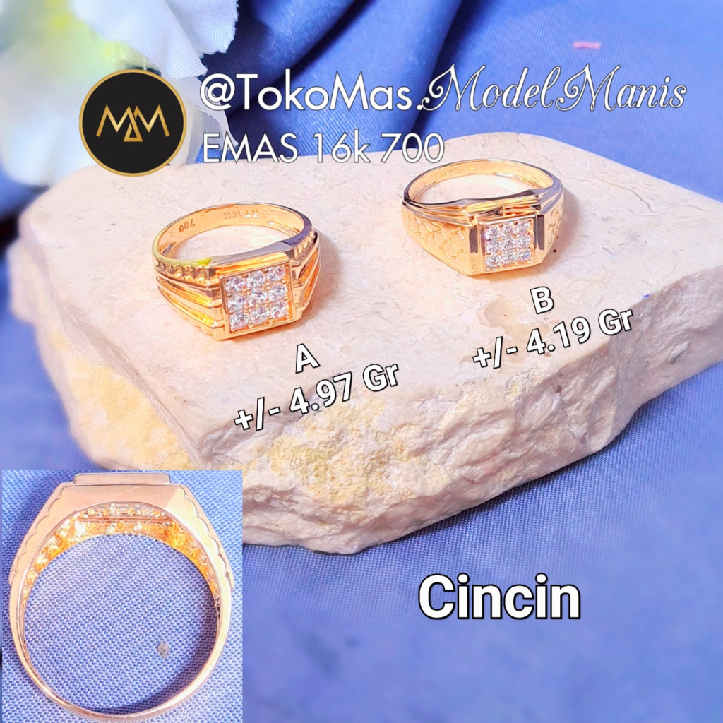 Cincin Pria Kotak Motif Emas Kuning 700 kadar 16k