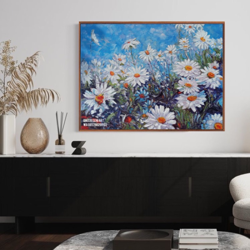 Lukisan Bunga Matahari | Hiasan dinding sudah include bingkai