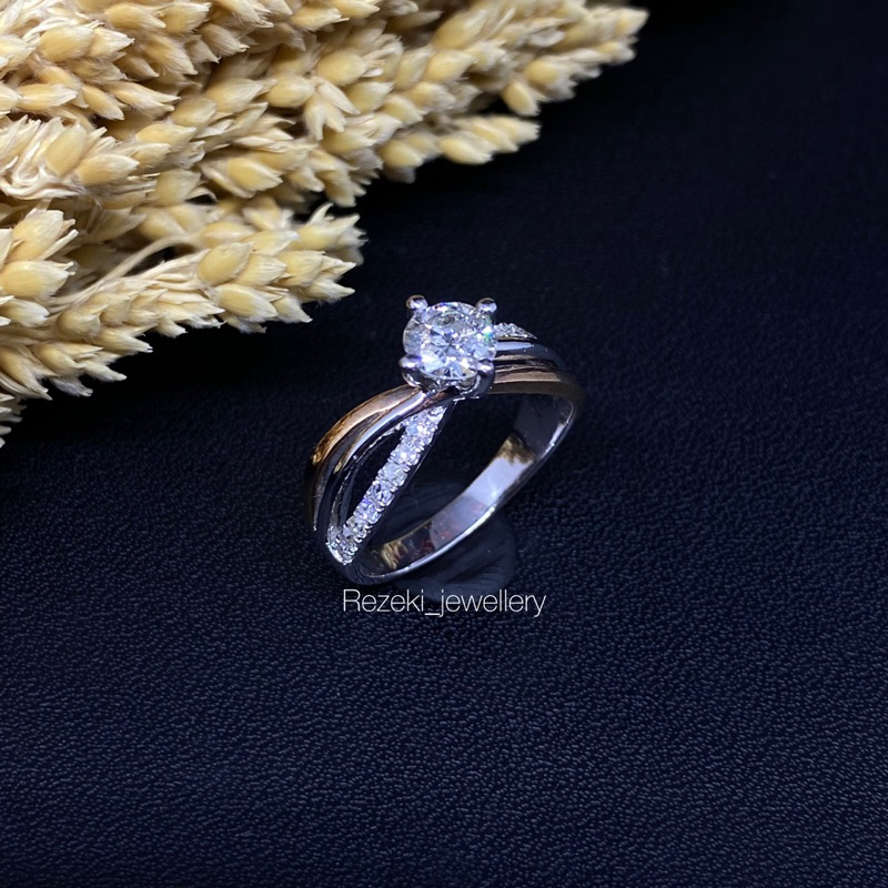 cincin emas putih cewe natural diamond berlian asli free sertifikat keaslian berlian